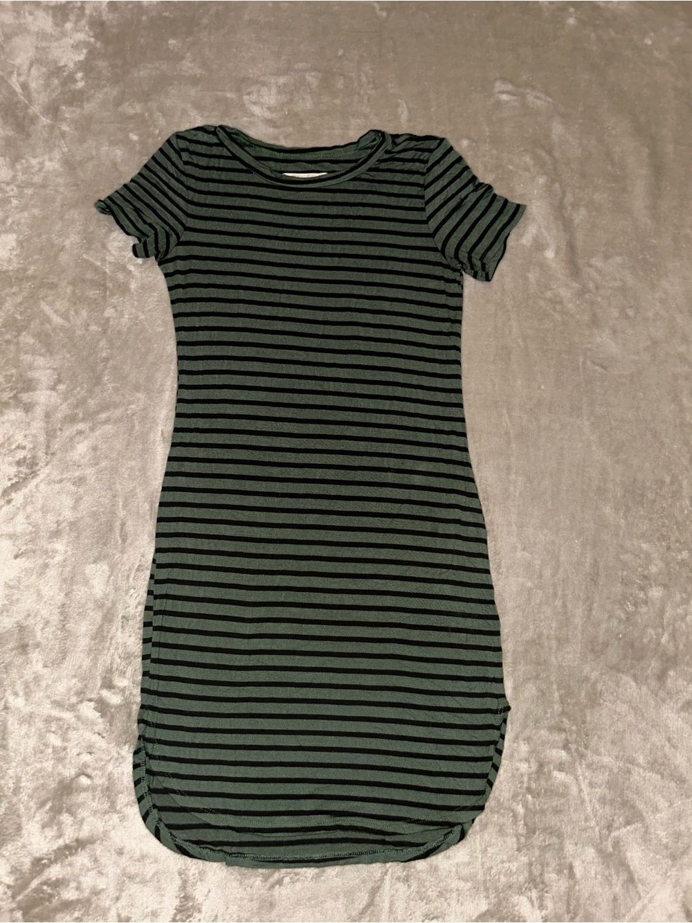 Y2K Adam Levine Striped Green & Black Short Sleeve Bodycon Dress Small